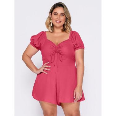 Imagem de Macaquinho Curto Plus Size Manga Curta Amarração nas Costas Feminino-Feminino