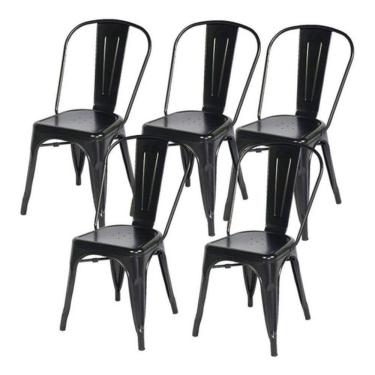 Imagem de Kit 5 Cadeiras Tolix Iron Metal Aço Industrial Preta !!