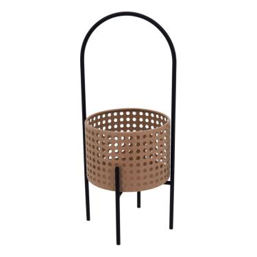 Imagem de CACHEPÔ METAL 40x15x15cm BEGE VASO DECORATIVO PLANTA