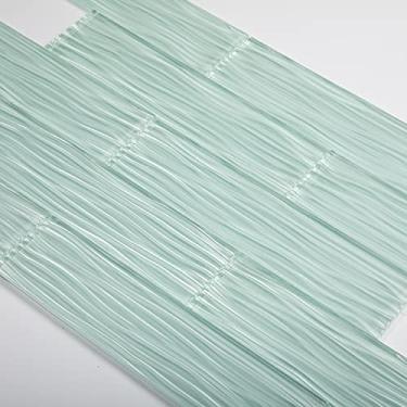 Imagem de Lovdeco Azulejo de metrô de vidro ondulado de água verde claro, 7,5 x 30,5 cm, 1,4 m², Backsplash para parede de cozinha de banheiro, pacote com 16