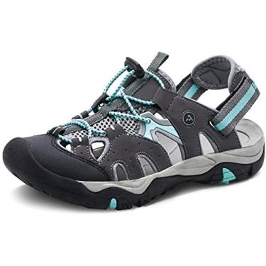 Imagem de atika Sandálias femininas para caminhada ao ar livre Phoenix, bico fechado, leve, atlético, verão, sandálias esportivas para caminhada, Phoenix Cinza escuro e água, 8