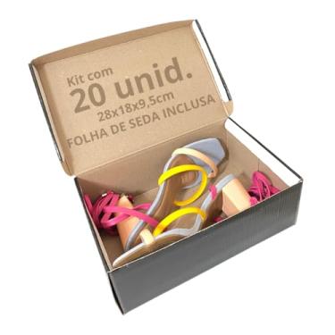 Imagem de 20 Caixas de Papelão Para Sapato Preta 28x18x9,5cm