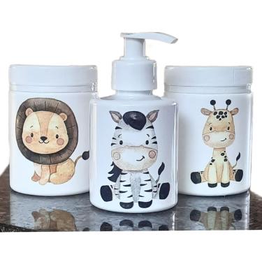 Imagem de Kit Higiene Baby Safari 3 pçs - Tampa Com Trava - Plástico