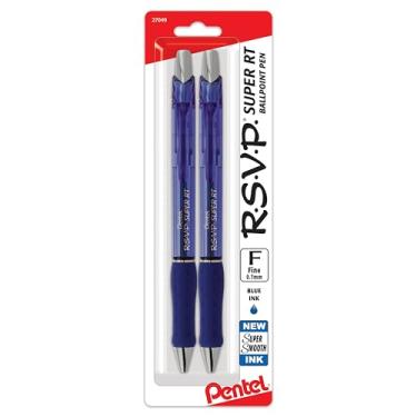 Imagem de Pentel Caneta esferográfica RSVP Super RT, linha fina (0,7 mm), tinta azul, pacote com 2 - BX477BP2C