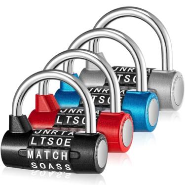 Imagem de Shimeyao 4 peças, cadeado de combinação de 5 letras, cacifo de academia resistente, 5 dígitos, cadeado de metal redefinível sem chave para caixa de ferramentas de academia universitária armário de