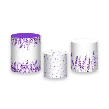 Imagem de Trio de Capas de Cilindro - Campo Branco de Lavandas Aquarela 066 - Vi