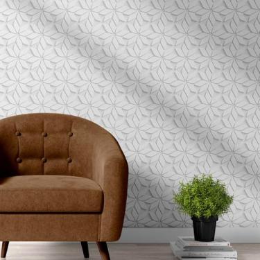Imagem de Papel de Parede Adesivo 3D Floral Geométrico Gesso Autocolante - PAPEL