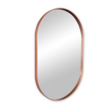Imagem de Espelho de Vidro Oval Madrid Com Moldura Rose Gold 80x50cm - Papel e P