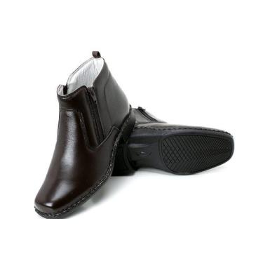 Imagem de Botina Masculina Ortopédica Bota Antistres Couro Legítimo Com Zíper - 