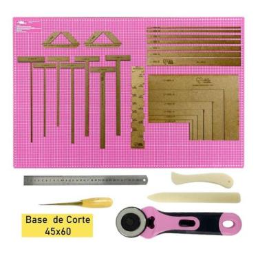 Imagem de Base De Corte Apoio de Mesa 60x45 Cortador 45 Papel Tecidos Kit Scrapb