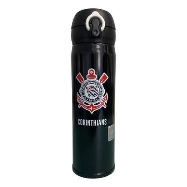 Imagem de Garrafa Térmica Corinthians 420ml Aço Inox C/ Tampa Trava Click Quente