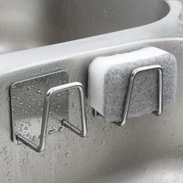 Imagem de Combo com 2 Suportes de Esponja Inox, Gancho Adesivo Cozinha, Suporte Esponja Pia Cozinha