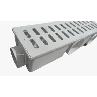 Imagem de Grelha Pluvial modelo 15x50 Plástico Branco c/ Caixa Coletora Modular 