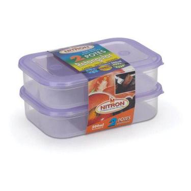 Imagem de Jogo Conjunto 2 Potes Organizador Multiuso Retangular Raso - Nitron