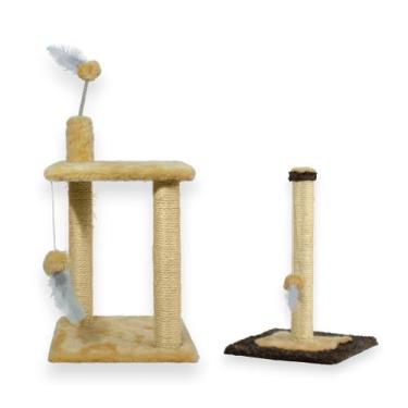 Imagem de Arranhador Para Gatos 2 Plataformas Brinquedos Poste P Torre Sisal Car