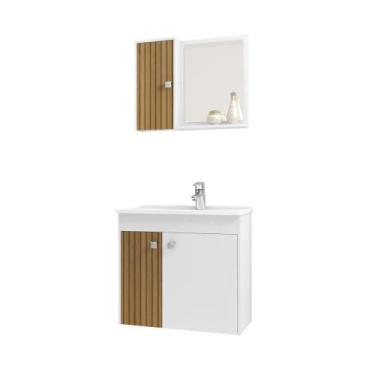 Imagem de Conj Gabinete Munique Branco Ripado 2075574 Bechara - Móveis Bechara