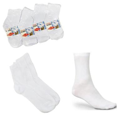 Imagem de Kit 10 Par Meia Cano Alto Unissex Branca inverno Versátil Esporte Trab