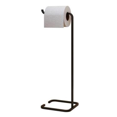 Imagem de Porta Papel Higiênico de Chão Luxe em Aço D09 Preto - Mpozenato, Preto
