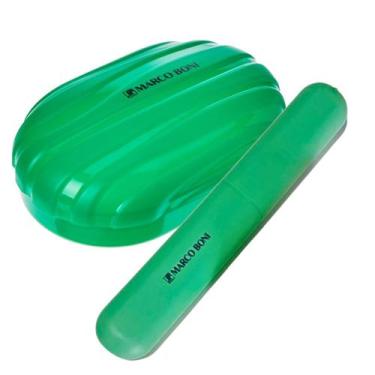 Imagem de Kit 1 Saboneteira E 1 Porta Escova Dental Prático Marco Boni, Verde