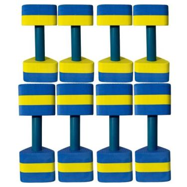 Imagem de Kit 4 Pares Halteres Hidroginástica em EVA P 1-2kg e M 2-3kg Azul/Amar
