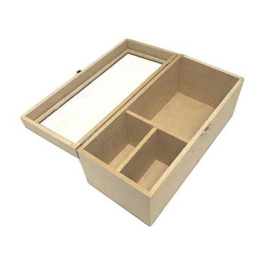 Imagem de Caixa Porta Canecas Vidro 23,5X11X10 cm em MDF - LUCIANO