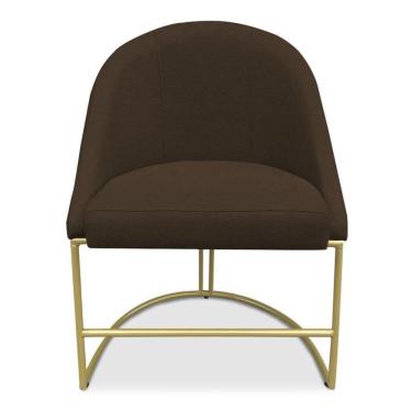 Imagem de Cadeira Poltrona De Jantar Bela Suede Base Metálica Industrial Dourado - Pallazio Marrom
