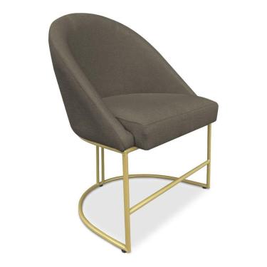 Imagem de Cadeira Poltrona De Jantar Bela Suede Base Metálica Industrial Dourado Pallazio Marrom Rato