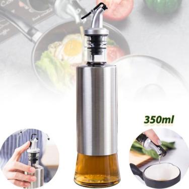 Imagem de Azeiteiro Vinagreiro Com Bico Dosador Porta Azeite Vinagre Vidro Inox 