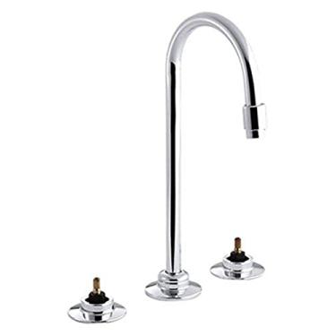 Imagem de Kohler K-7404-KNE-CP K-7422-KNE-CP Triton 0,5 gpm central torneira base de pia de banheiro comercial com aerador resistente a vandalismo, requer alças, ralo não incluído cromo polido