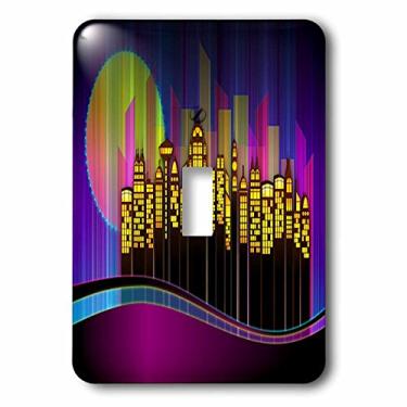 Imagem de 3dRose (lsp_233687_1) Imagem de botão único da paisagem urbana neon Future