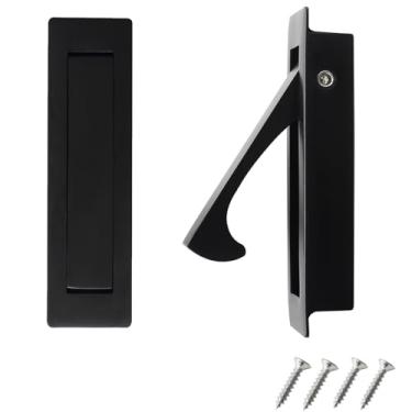 Imagem de Puxador de porta de bolso, puxador de porta de montagem embutida, puxador de dedo de borda redonda, puxadores de bolso de aço inoxidável escovado de 80 mm para porta deslizante de bolso de armário, 2