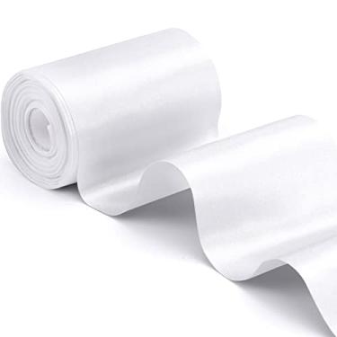 Imagem de Tayuvira Fita de casamento 10 cm x 58 metros cetim branco, tecido grande fita para cerimônia de corte, kit de cerimônia de grande abertura, cadeira, mesa, cabelo, carro, laços, artesanato, embrulho