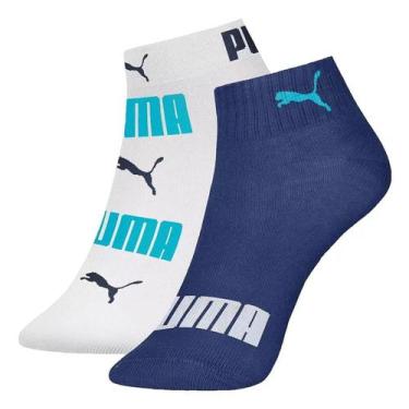 Imagem de Kit Meia Infantil Selene Cano Curto Feminina 2 Pares, Azul, Branco, 25