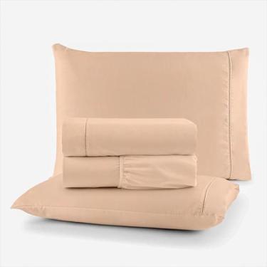 Imagem de Conjunto de Cama Queen 400 Fios 4 Peças Ponto Palito - Charme do Lar, 
