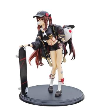 Imagem de GOLEHS Genshin Impact Estatueta de skate Hu Tao – 22 cm de altura, 18 cm de largura – Boneco colecionável