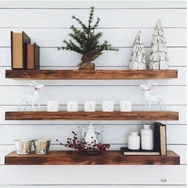 Imagem de Kit 3 Prateleiras Suporte Invisível Madeira Maciça GR 60x15cm - Loja d