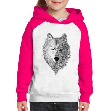 Imagem de Moletom Infantil Lobo Mandala - Foca na Moda, Branco, Rosa, 8