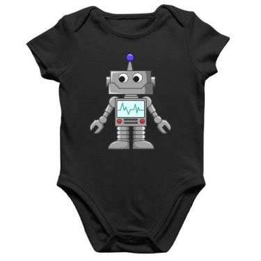 Imagem de Body Bebê Algodão Robozinho - Foca na Moda, Preto, P