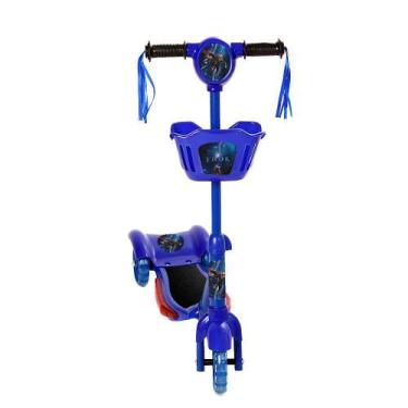 Imagem de Brinquedo Infantil Patinete Scooter 3 Rodas Com Cesta Luz E Som Azul T