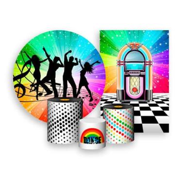 Imagem de Kit 2 Painéis De Festa + Trio De Capas Cilindro - Festa Anos 60 Colori