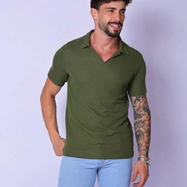 Imagem de Camisa Polo Masculina Tricot Premium Casual Básica - lifestyle, Verde 