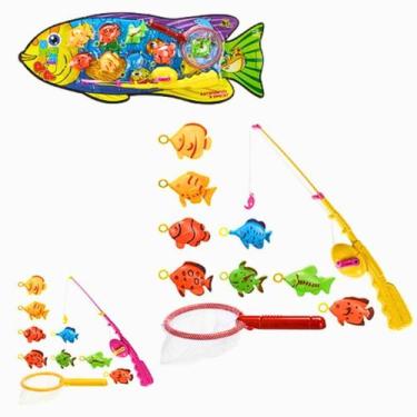 Imagem de Brinquedo Pescaria Pesca Peixe Pega Com Vara Rede 8 Peixes  - Art Brin