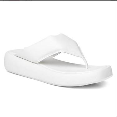 Imagem de Sandália Feminina Papete Branco Plataforma Blogueira Estilosa Moda - D
