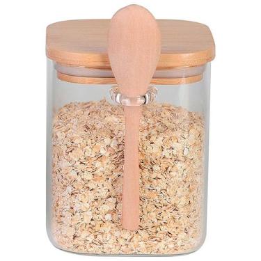 Imagem de Porta Mantimento de Vidro c/Tampa e Colher em Bambu 800ml - Dynasty