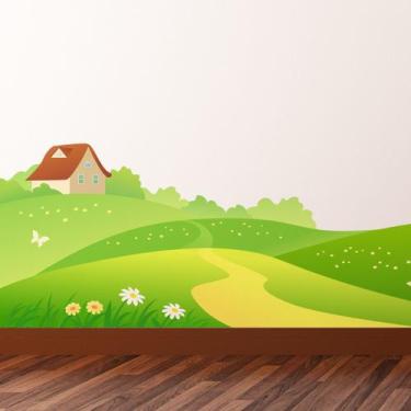 Imagem de Adesivo de Parede para Quarto de Menina Campos e Flores 2m - Quartinho