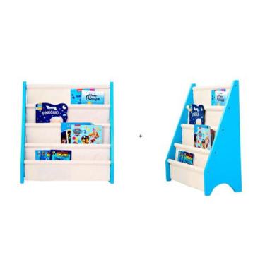 Imagem de Rack Para Livros Infantil, Standbook Montessoriano Azul 2x - Curumim K