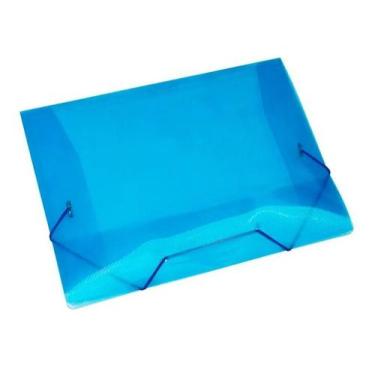 Imagem de Kit 50 Pastas Aba Elásticas Plástica Ofício Fina Azul Acp