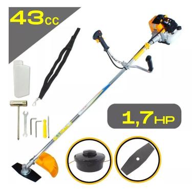 Imagem de ROCADEIRA PROFISSIONAL 43cc VULCAN TRENT VR430-S 1,7HP Motor 2 Tempos Corte Lateral com Carretel com Fio + Faca