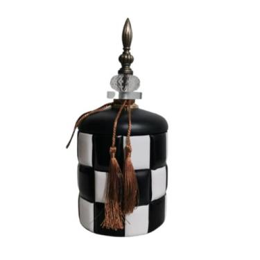 Imagem de Potiche Decorativo Quadriculado Puxador Classico Formosa - LUXdecor Ca