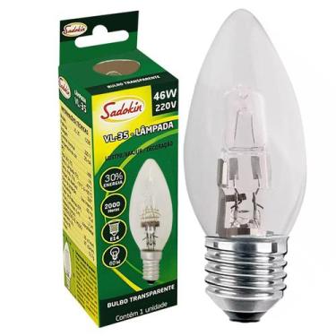 Imagem de Lâmpada Halogena Vela Clara 46w 220v E27 Quente Dimerizável - SADOKIN